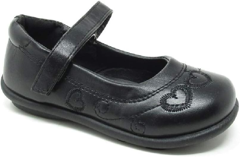 Carcassi Girls Kids Childrens Black Patent Touch Fastening School Formal Party Shoes Size 8-2