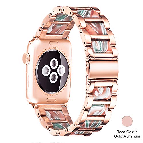 Light Apple Watch Band Resin with Stainless Steel Luxury iWatch Band