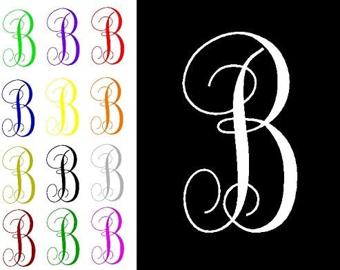 One ~ Single Letter "B" Monogram Decal 6" tall. White or choose from 13 colors. No background. Made by Maple Creek