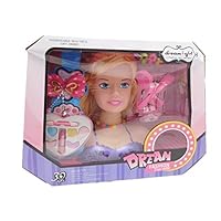 ALLKINDATHINGS Girls Hair Styling Dream Girl Dolls Head Play Set with Accessories