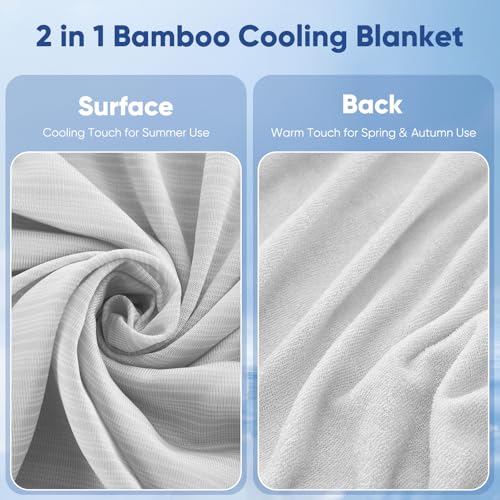 Elegear 200x220cm Bamboo Cooling Blanket for Night Sweats, Q-Max 0.4 Summer Cool Fiber Throw for Bed Sofa Chair Travel Adult Kid Hot Sleeper, Breathable, Comfort, Lightweight, Double/King Size, Gray