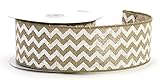 Kel-Toy Wired Chevron Burlap Ribbon, 2.5-Inch by 10-Yard, Natural and White