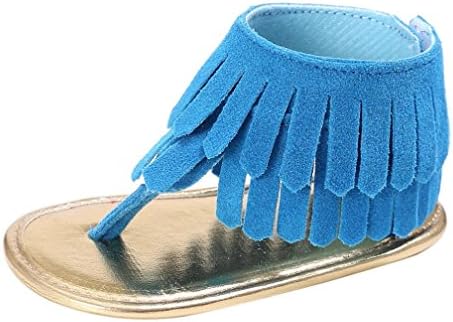 Start Toddler Girl Sandals Crib Shoes Tassel Soft Sole Anti-slip Baby Infant Sneakers (Size:12-Length:12CM, Blue)