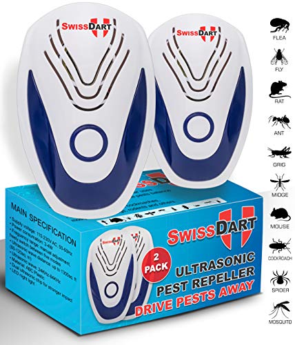 Ultrasonic Pest Repeller by SwissDart | Non-Toxic, Plug-in Electronic Insect Repellent | Indoor & Outdoor Bug & Vermin Control Device | Deters Mosquitoes, Roaches, Spiders, Fleas, Mice, Ants & More