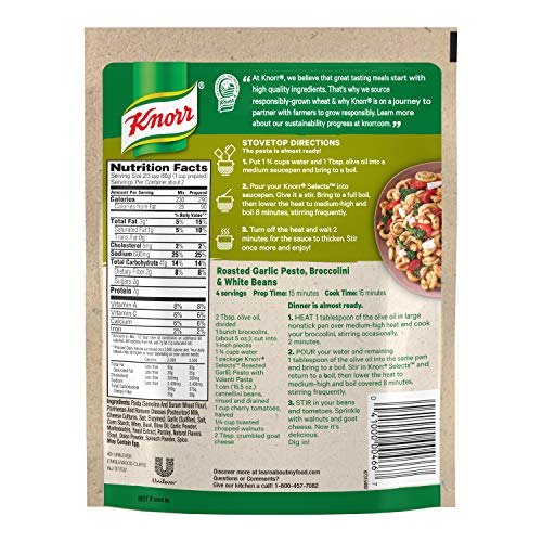 Knorr Selects Pasta Side Dish, Roasted Garlic Pesto with Volanti Pasta, 4.1 oz