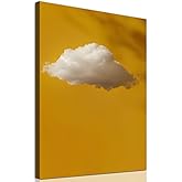 Abstract Cloud Painting Yellow and White Canvas Wall Art Vintage Sky Print Watercolor Nature Poster Abstract Sky Wall Art White Cloud Picture Minimalist Watercolor Artwork for Room 16x24inch No Frame