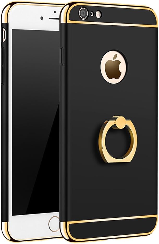 WYBAN 3 in 1 Ultra-Thin Anti-Scratch PC Design Detachable Bumper Cover Hard Case and 360 Degree Rotating Ring Stand for iPhone Case