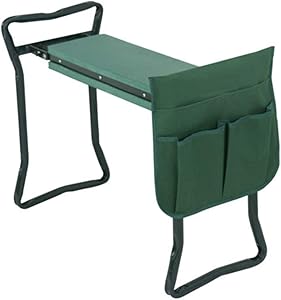 Dj siphraya Garden Kneeler Seat With EVA Folding Portable Bench Kneeling Pad And Tool Pouch Green Made Of Steel EVA Foam And Plastic Overall Dimension 24 x 10.8 x 19.7 Inch