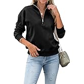 Dressmine Womens Quarter Zip Pullover Casual Long Sleeve Shirts Half Zip Sweatshirt 2025 Trendy Winter Clothes