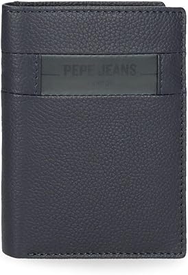 Portefeuilles et Porte-Monnaie Checkbox en Cuir de Vache, Noir, Marron, Bleu et Gris, Bleu, Taglia Unica, Portefeuille Vertical