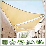 ColourTree 20' x 20' x 20' Beige Sun Shade Sail Triangle Canopy - UV Resistant Heavy Duty Commercial Grade Outdoor Patio Carport (Custom Size Available)