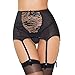 Cszxx Women's Sexy Lace High-waisted Hollow Out Suspender Garter Belt (L, Black)