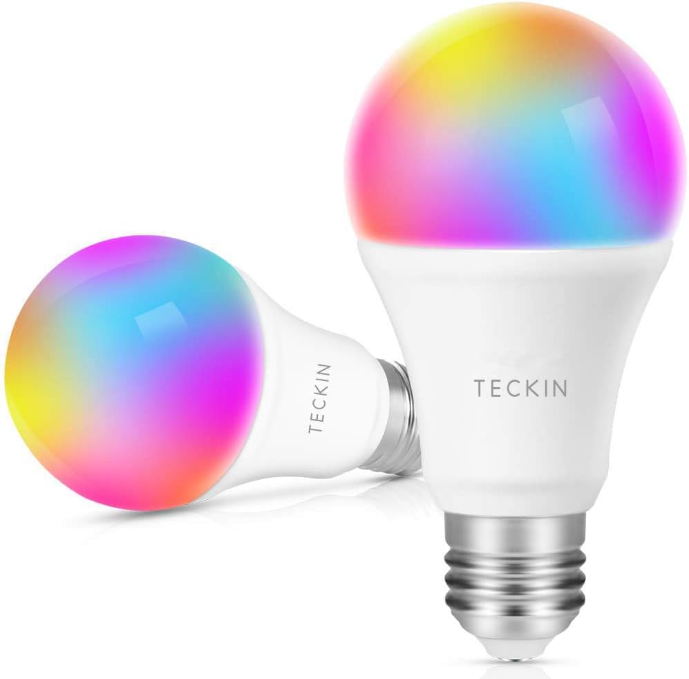Smart Light Bulb WiFi Multicolor LED Bulb Compatible with Phone, Google Home, TECKIN A19 60W Equivalent RGBW Color Changing Bulb (7.5W) (2 Pack)