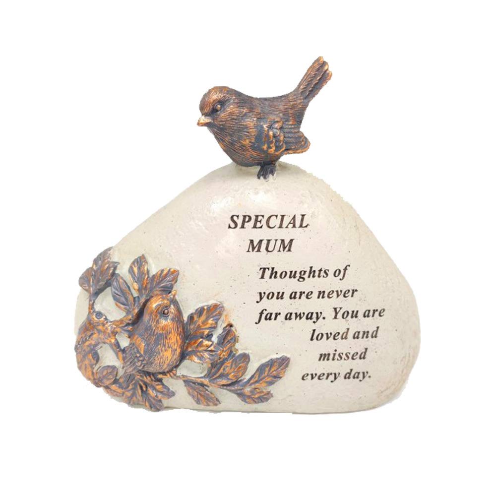 Robin Bird Memorial Graveside Plaque Ornamental Gift, Engraved with a Special Sympathetic Verse | A Personalised Remembrance Grave Decoration Stone/Sign for your Special Ones (Mum)