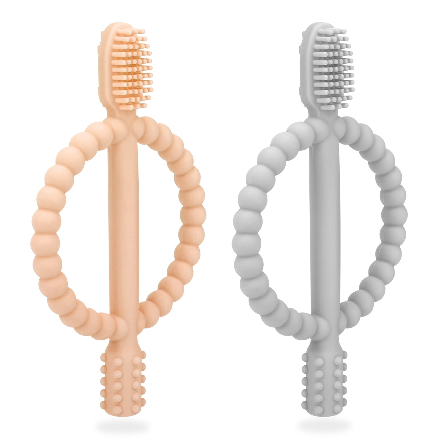 Baby Teething Toys with Easy-Hold Handle, Silicone Infant Toothbrush, Textured On Both Sides Helps Massage, Soothe Sore Gums, Teething Toys for Babies 3 Months