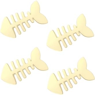 4 Packs Fish Bone Hair Clips, Cute Fish Shaped Hair Barrettes for Women Girls, Geometric Hairpins Hair Accessories Fishbone A