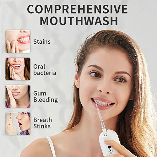 ELEHOT Water Flosser Professional Cordless Dental Oral Irrigator 4 Modes Portable for Home & Travel with 4 Replacement Nozzles (white)
