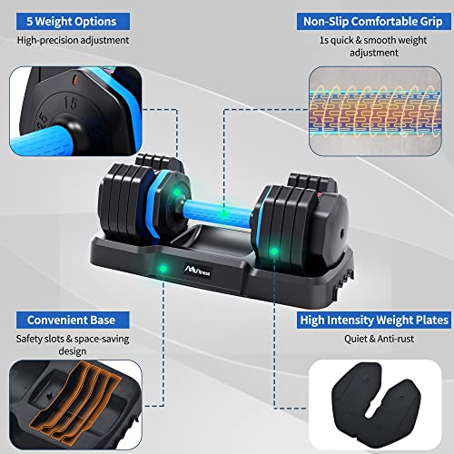 Merax 55 Pounds Adjustable Dumbbell Pair, 1 Sec Quick Adjustment 55/110 lbs Dumbbell Set with