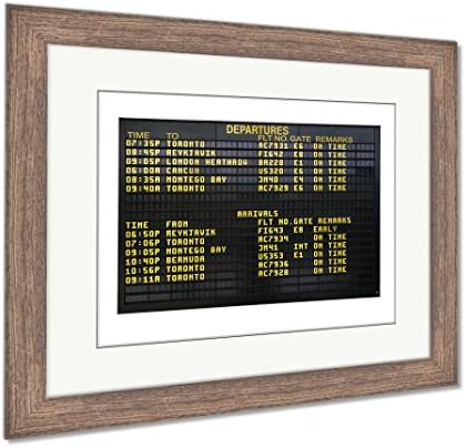 Ashley Framed Prints Airport Board Showing Departures And Arrivals To Various Cities Isolated On, Wall Art Home Decoration, Color, 30x35 (frame size), Rustic Barn Wood Frame, AG5946766