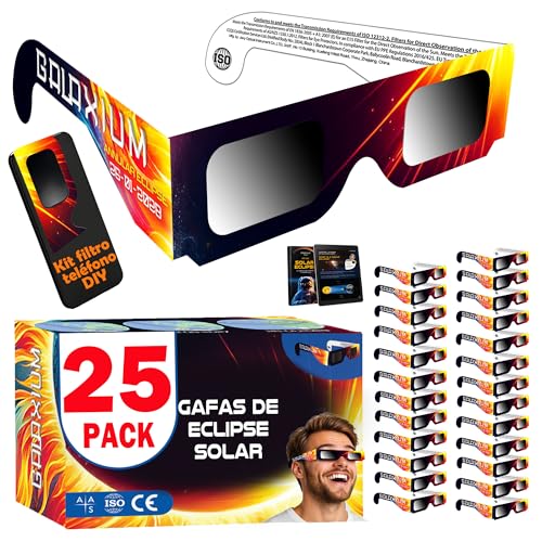 25 Pack Gafas Eclipse Solar Homologadas ISO 12312-2 | Gafas para Ver Eclipse Solar | Gafas de Eclipse Solar Homologadas 2026 | Gafas Eclipse Homologadas