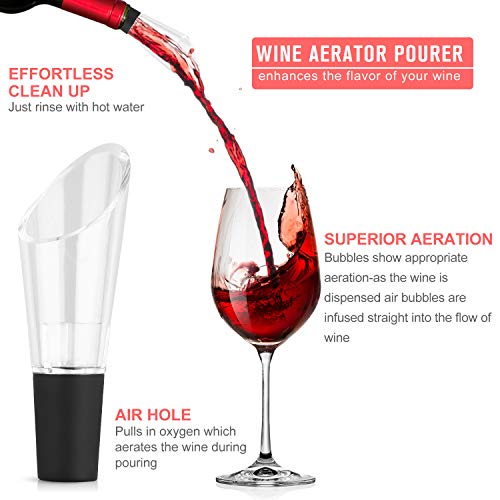 Samshow Wine Opener Set -5 in 1 Premium Wine Bottle Opener Kit - Manual Wine Opener Corkscrew Set - with Foil Cutter and Replacement Corkscrew Spiral - Wine Stoppers - Wine Pourer