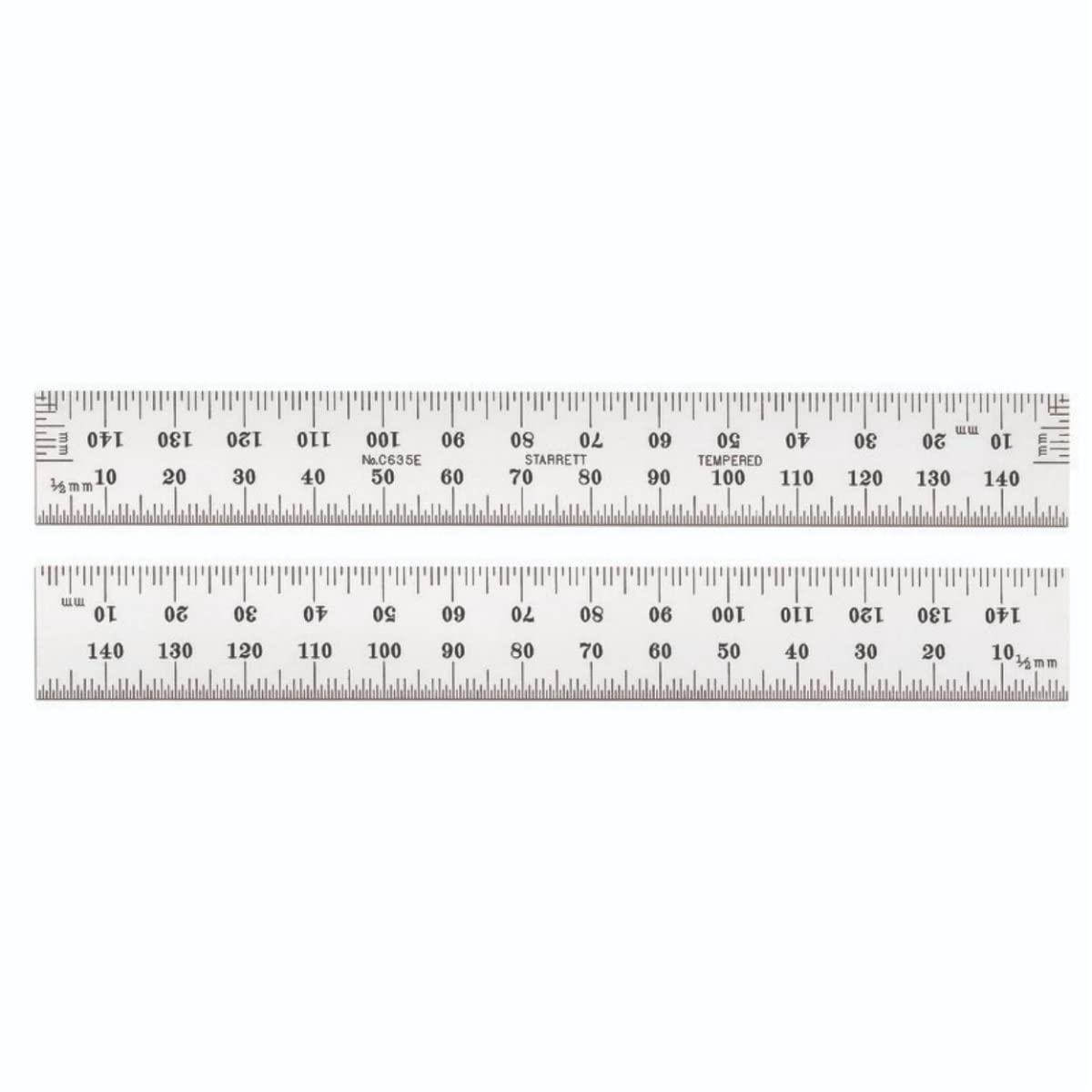 Starrett C635E-150 Spring Tempered Steel Rule With Millimetre Graduations, 150mm Length, 19mm Width, 1.2mm Thickness
