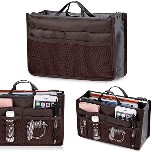 Space Saver Bags Women Travel Insert Handbag Liner Tidy Organiser Brown