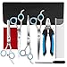 Ferbon 9 Pcs Dog Grooming Scissors Kits, 8 inches Pet Stainless Steel Curved, Straight, Thinning Shear Suit, Trimmer Kit with Dog Nail File, Clippers, Grooming Comb for Cat and Pet