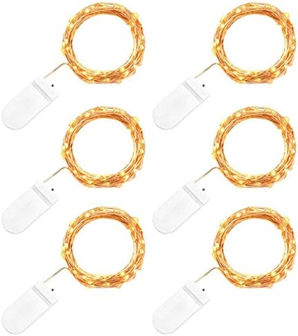 Pack of 6 Sets Led Starry String Lights with 30 Fairy Micro LEDs on 9.8ft Copper Wire Battery Operated for Indoor,Outdoor,Party DIY Decoration (Warm White)