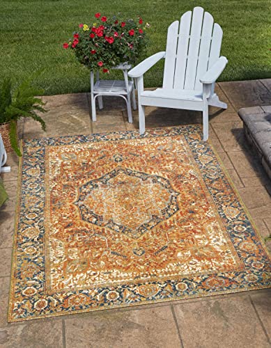 Unique Loom Outdoor Traditional Collection Area Rug - Nosara (4' 1" x 6' 1" Rec…