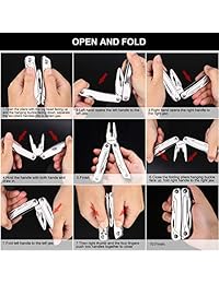 YOUNGDO Multiherramienta, 18 en 1 bolsillo multialicates con juego de puntas de destornillador, acero inoxidable con hoja de nailon, herramientas para hombres