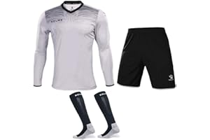 KELME Soccer Goalkeeper Jersey Uniform Kit - Mens Padded Football Goalie Shirt, Shorts and Socks - Kids and Adult Sizes