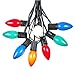 Novelty Lights 25 Foot C9 Multi Ceramic Christmas String Light Set - Outdoor Christmas Light String - – Opaque Christmas Bulbs - Roofline Light String – Outdoor String Lights - Black Wire