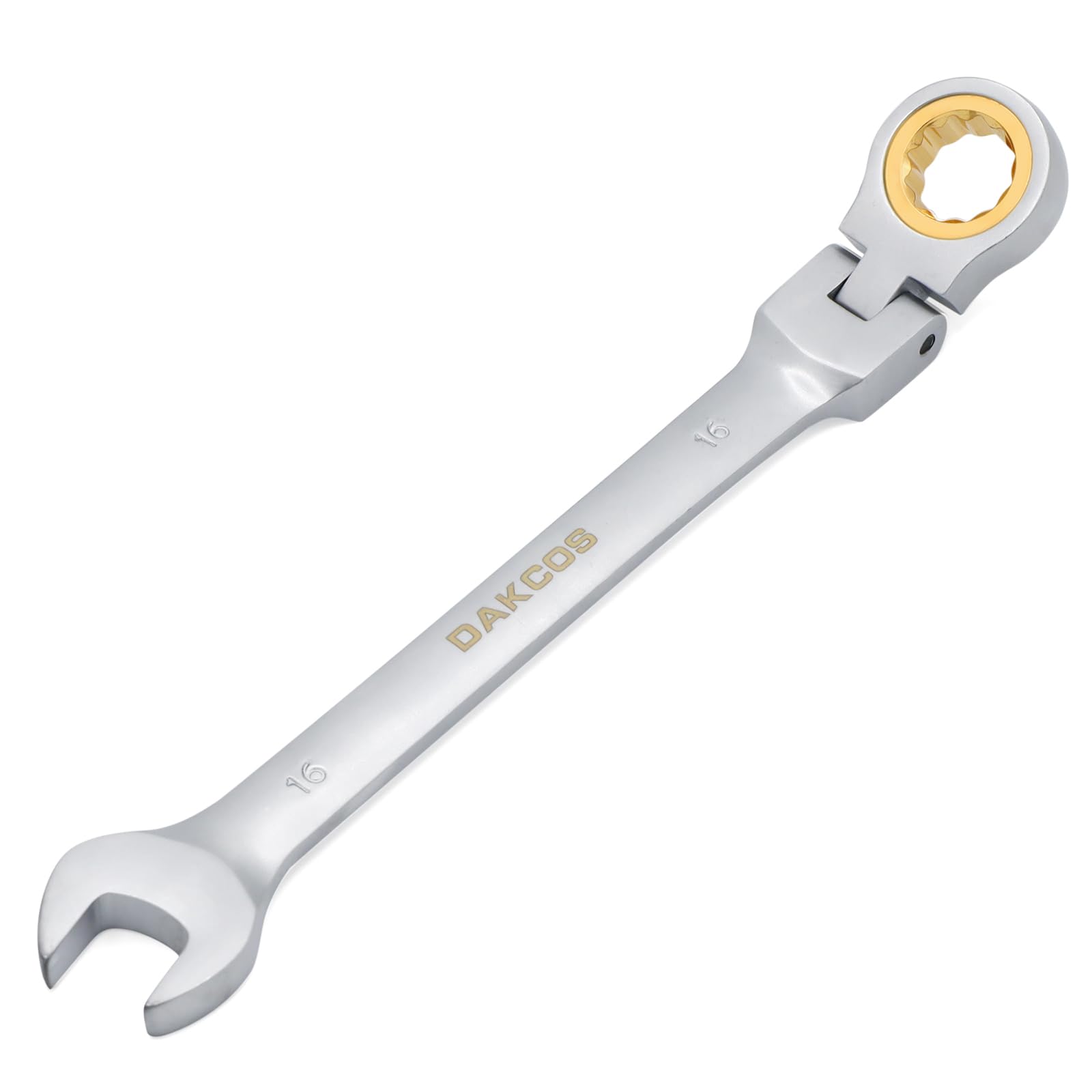 DAKCOS 16mm Flexible Head Spanner Dual Heads Ratchet Combination Wrench Spanner Chrome Vanadium Steel