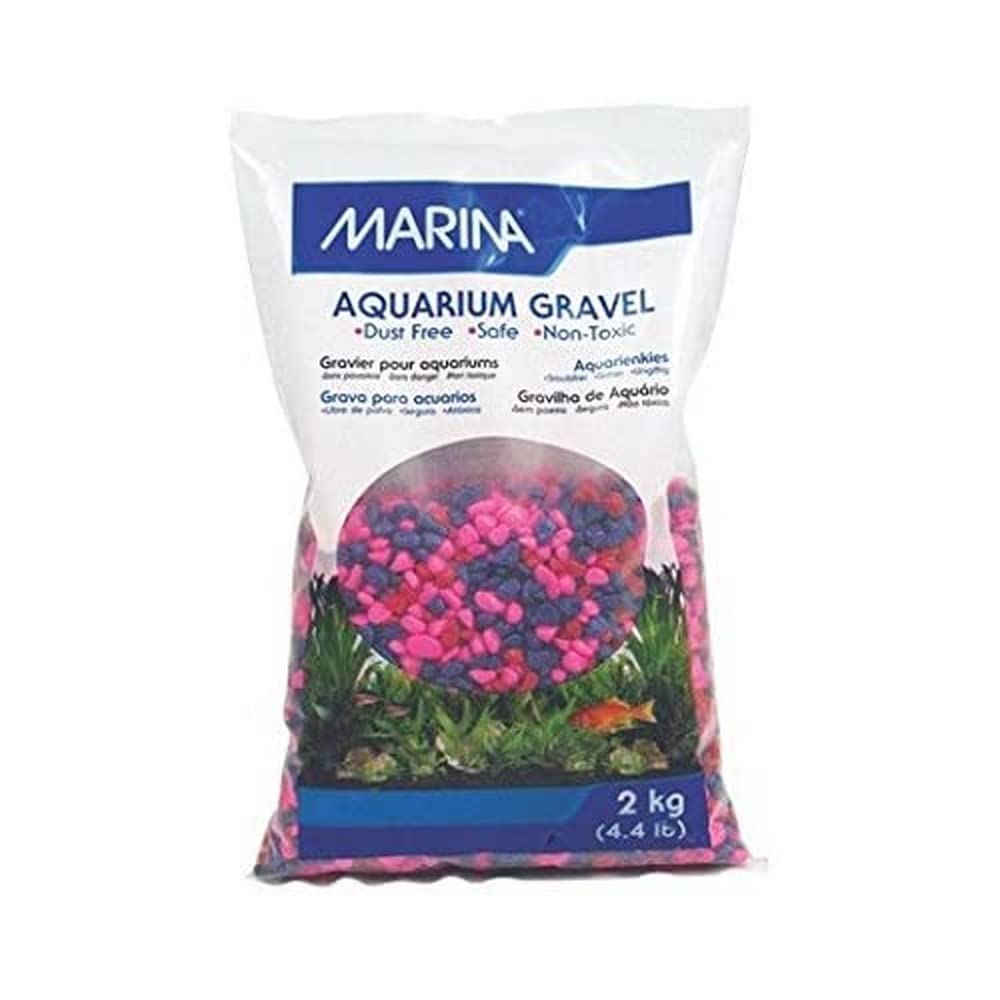 Marina Decorative Aquarium Jelly Bean Gravel, 2 Kg, Pink/ Blue