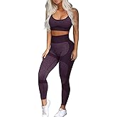 OLCHEE Women’s Workout Sets 2 Piece - Seamless Yoga Leggings and Cross-Strap Sports Bra Gym Outfits Activewear Matching Set