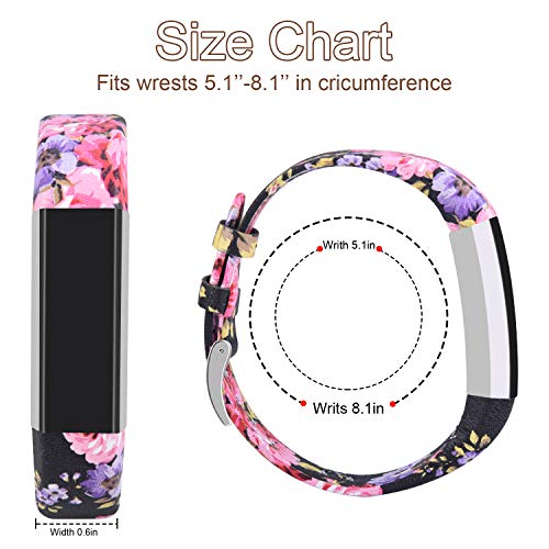 AK Bands Compatible with Fitbit Alta HR Bands, Genuine Leather Adjustable Comfortable Wristbands for Fitbit Alta HR/Fitbit Alta (Floral Pink)