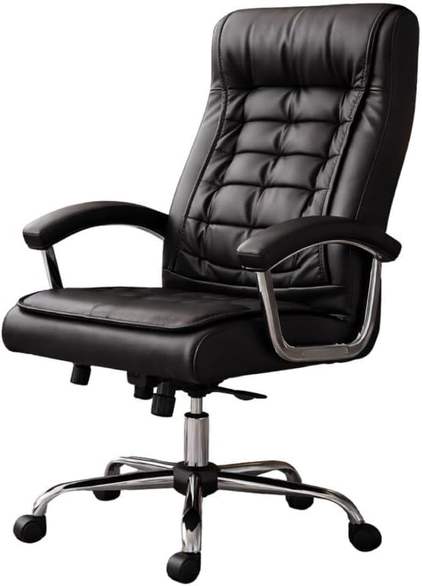 Cadeira de Escritório Ergonômica Presidente (Preta) - PREMIUM COMFORT: reclinável, altura ajustável, giratória, de couro sintético com molas ensacadas.