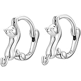 BABAMIA S925 Sterling Silver Hoop Hypoallergenic Earrings for Women Dachshund Cat Butterfly Iris Star Leaves Shell Pearl & Cross Design Earrings as Gifts for women