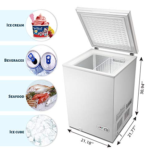 Kismile 3.5 Cubic Feet Chest Freezer with Removable Basket Free