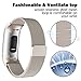 POY Metal Replacement Bands Compatible for Fitbit Charge 3 Fitness Activity Tracker, Milanese Loop Stainless Steel Bracelet Strap Unique Magnet Lock Women Men, Small Champagne