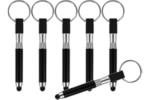 HEALEEP 6pcs Capacitive Touchscreen Stylus Pens with Keyring, Black Portable Phone Stylus for Tablets