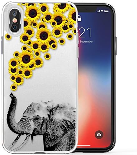 iPhone X Case,Apple iPhone X Case Case TPU Non-Slip High Definition Printing Elephants and Chrysanthemums