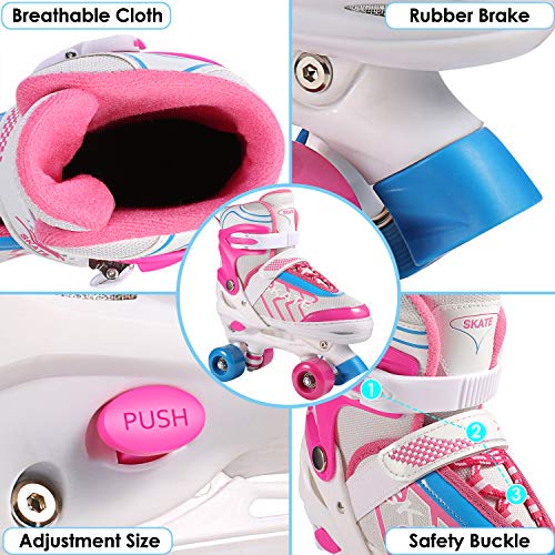 Hikole Roller Skates for Kids, Adjustable Size PVC Wheel Triple Lock