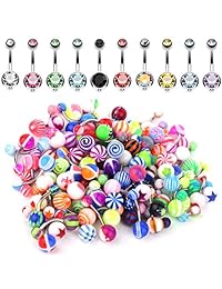 BodyJ4You aretes para el ombligo, lote de 10 piezas y 50 piezas de aretes de joyería para piercing, total de 60 piezas