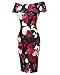 Pinup Fashion Women's Vintage Off Shoulder Ruffle Floral Print Cocktail Party Bodycon Pencil Dress