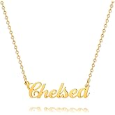Hidepoo Chelsea Necklace - 18K Gold Plated Name Necklace Chelsea for Women Jewelry