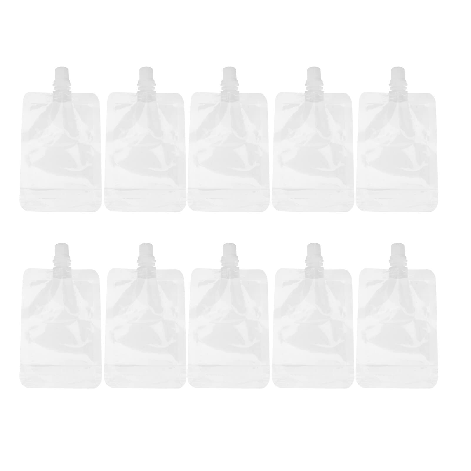 Operitacx Transparent Reusable Plastic Drinks Flasks 6X3.46X0.59 Inch Suction Nozzle Liquor Pouch with Leak-Proof Seal for Juice Soybean Milk Outdoor Travel