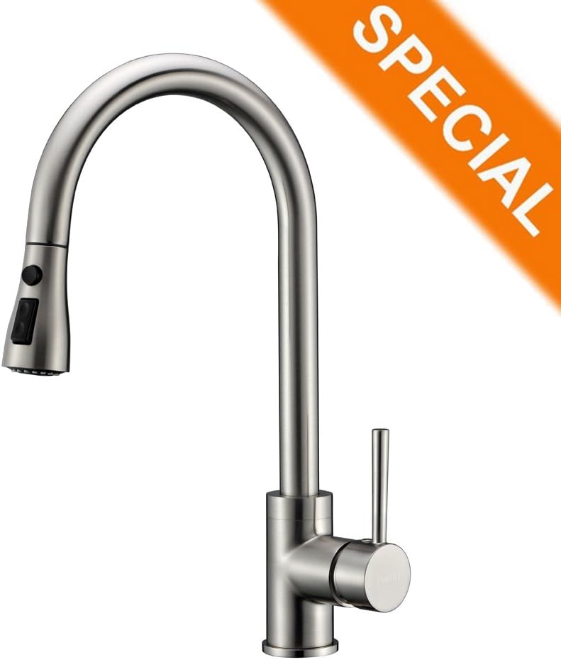 Kitchen Taps Brushed Nickel Double Handles Swivel Kitchen Sink Tap