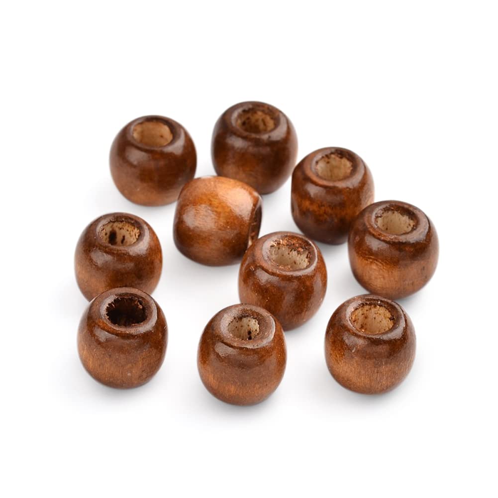 Craftdady 200Pcs Dreadlock Hair Braid Beads - Wooden Spacer Beads 12mm with 5mm Coffee Hole — image 1